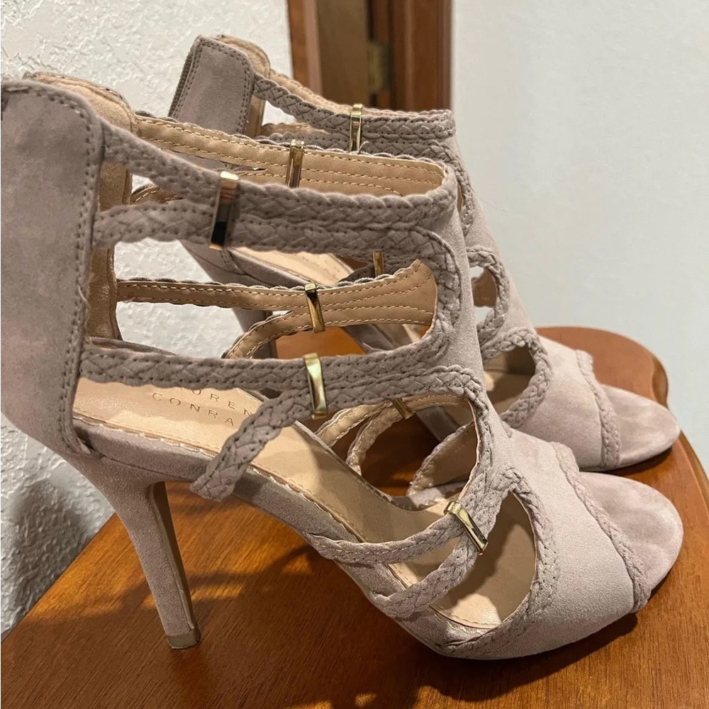 Lauren Conrad Taupe Braided Strap Heels Women's Size 9